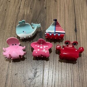 Piper-K Seas the Day Hair Claw Clips - Whale, Sailboat, Octopus, Starfish, Crab